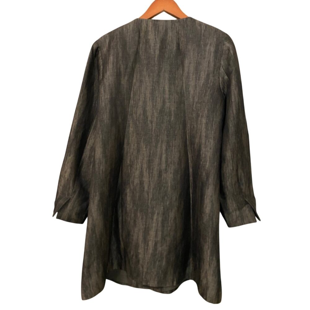 Eileen Fisher Linen Silk Herringbone Shadow Jacket Large Roundneck Swing Coat - Picture 5 of 12